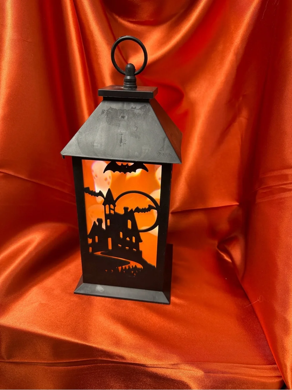 Halloween Haunted House Lantern - Black and Orange Decorative Accent